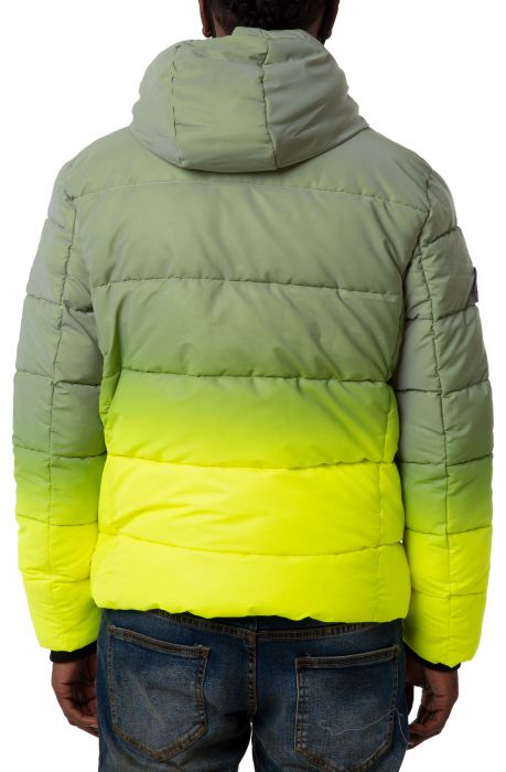 Ombre Reflective Puffer Jacket Neon Yellow