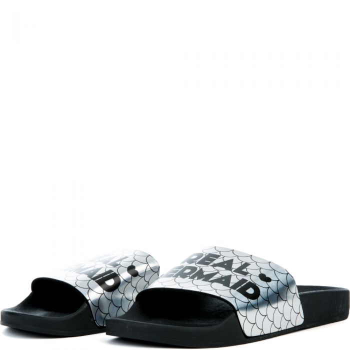 Mermaid Slides in Black and Silver BLACK/WHITE/Silver