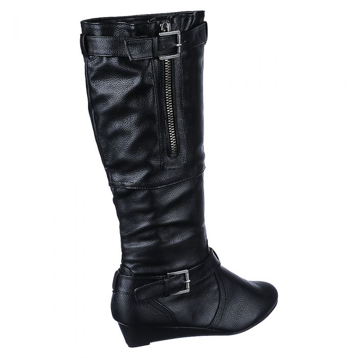low heel black dress boots