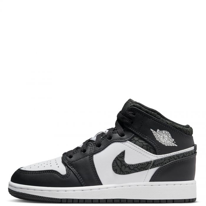 Grade School Air Jordan 1 Mid SE Off Noir/Black-White-Black