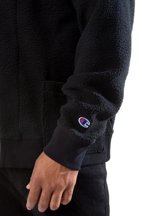 Sherpa Zip Cardigan Black