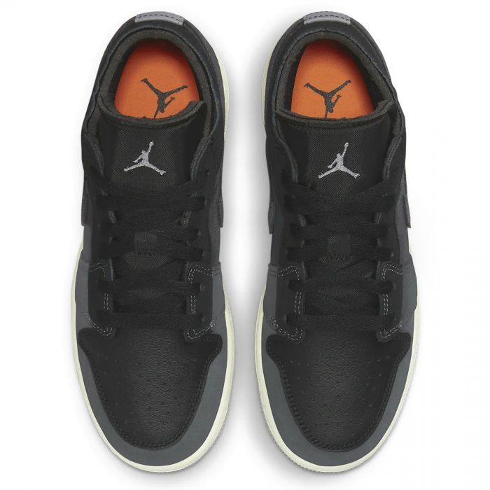 (GS) Air Jordan 1 Low SE Craft Black/Light Graphite/Sail/Cement Grey