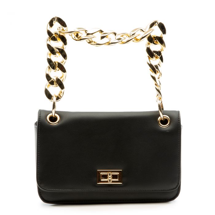 Gold Chain Crossbody Bag Black