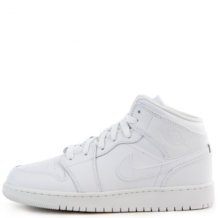 (GS) Air Jordan 1 Mid White/White-White