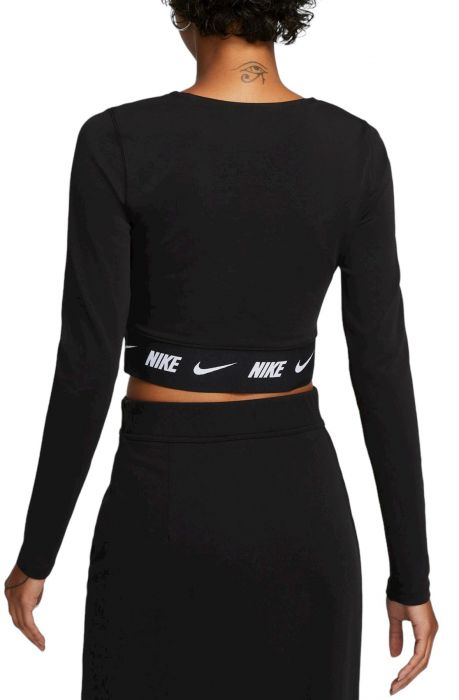 Sportswear Long-Sleeve Crop Top Black/Dk Smoke Grey