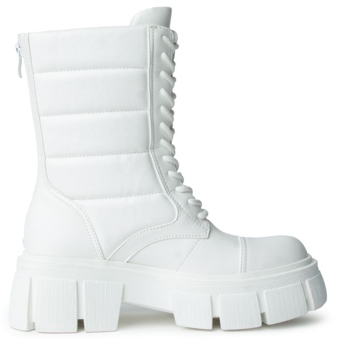 Dovey-1-White Combat Ankle Boot White