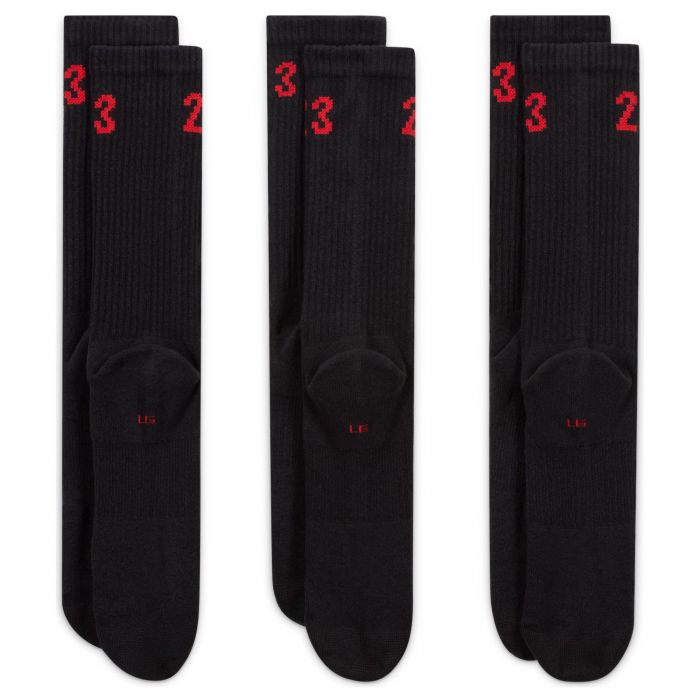 Essentials Crew Socks (3 Pairs) Black/University Red