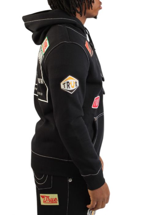 BIG T PATCH ZIP HOODIE Black
