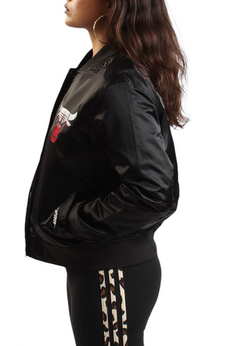 NBA Chicago Bulls Jewels Satin Jacket  Black
