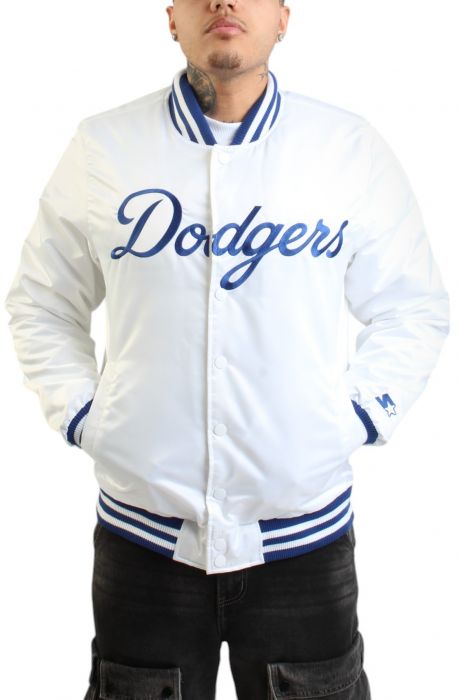 MLB Los Angeles Dodgers Satin Jacket  White/Dodger Blue