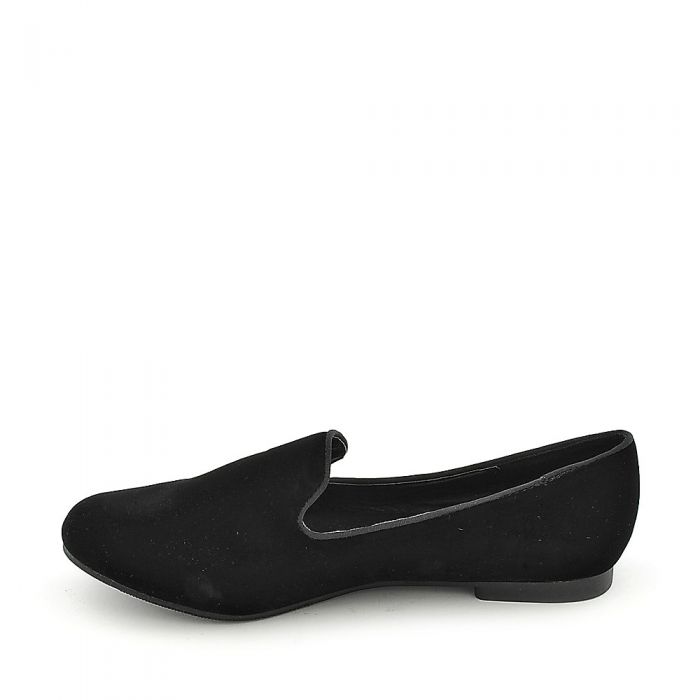 Women's Mindy-AS Casual Flat Shoe Black Velvet/Black Trim