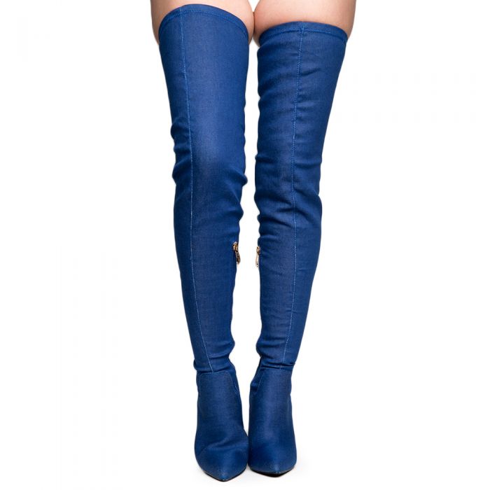 Cape Robbin Connie-10 Denim Heeled Thigh High Boots Denim
