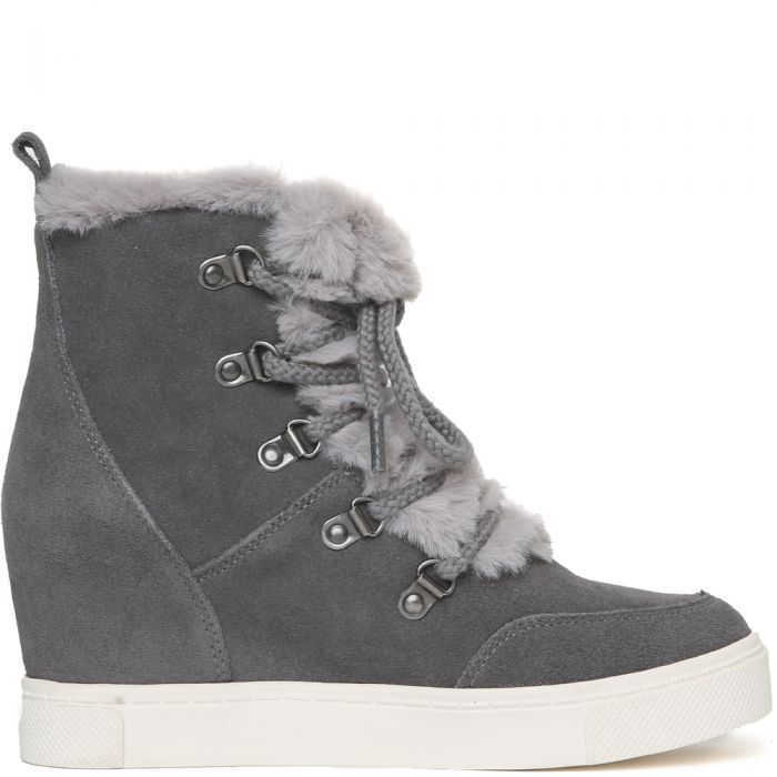 Lift Fur Casual Wedge Sneaker Grey