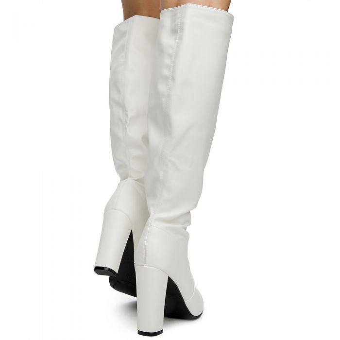 snakeskin thigh high boots chunky heel