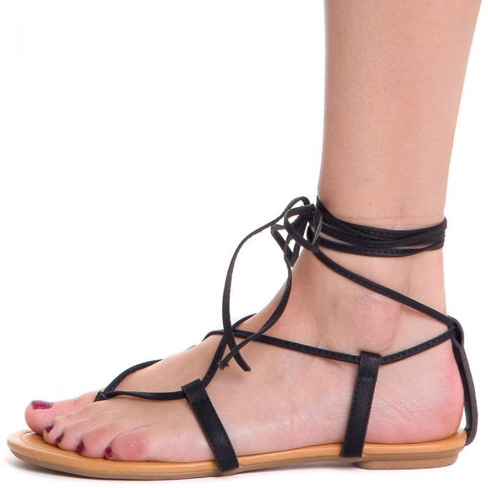 Women's S-LS9266P Strappy Thong Sandal BLACK