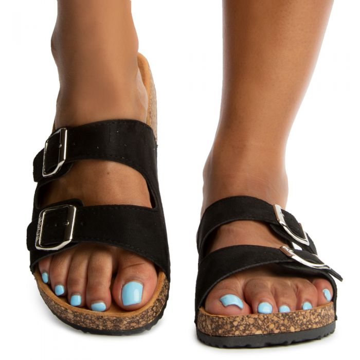 Glory-555 Sandals Black Suede