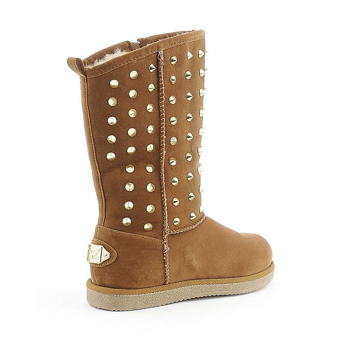 Kid's Studded Flat Boot Urban Studs Tan
