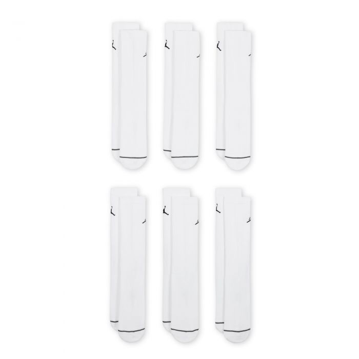 Cushioned Crew Socks 6 Pairs White