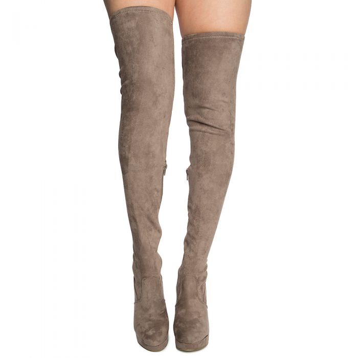 Twisty-02S Thigh High Boots Taupe