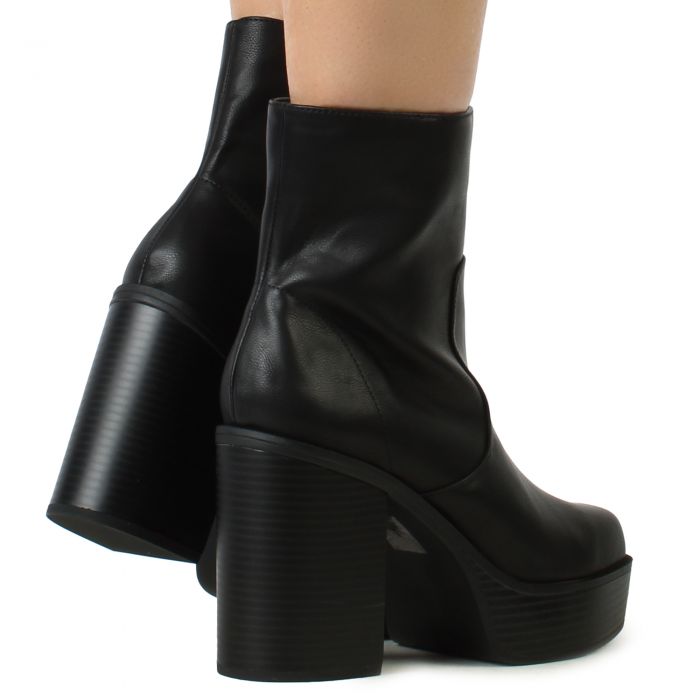 Kedge- Platform Heel Boot Black