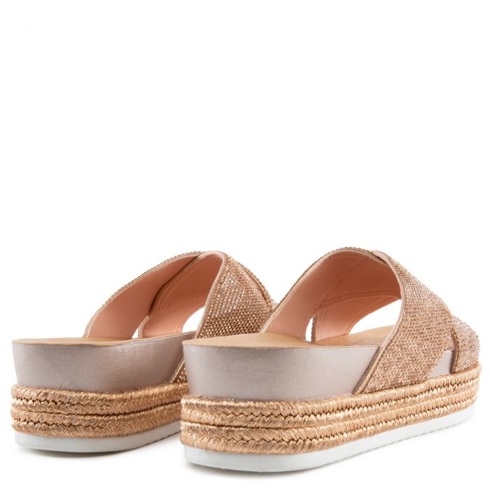 Lakota-37 Criss Cross Band Sandals Rose Gold