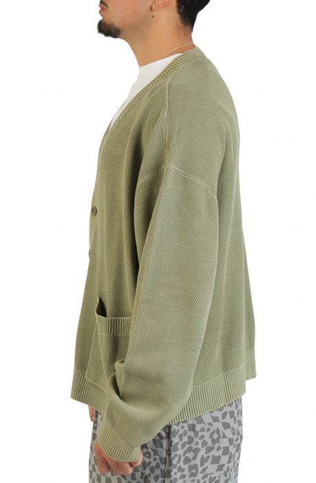Bayview Acid Wash Cardigan Sweater Bay Leaf Green