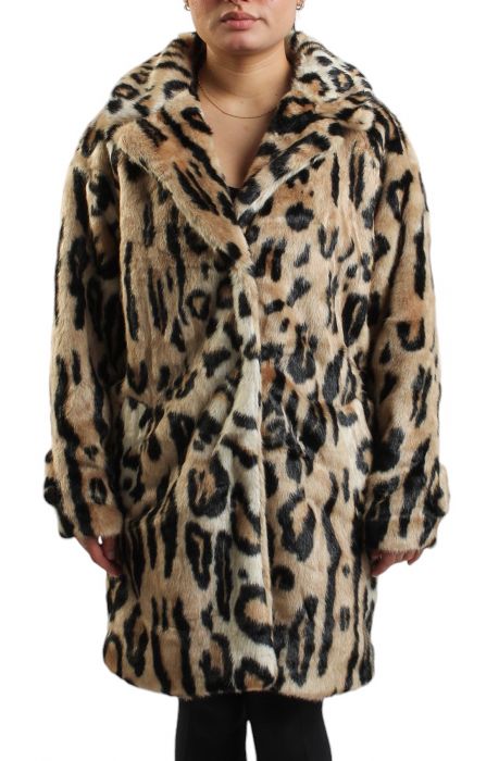 Leo-Fur Leopard Faux Fur Jacket  Brown