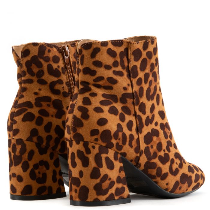 Moody-01 Square Toe Booties Leopard
