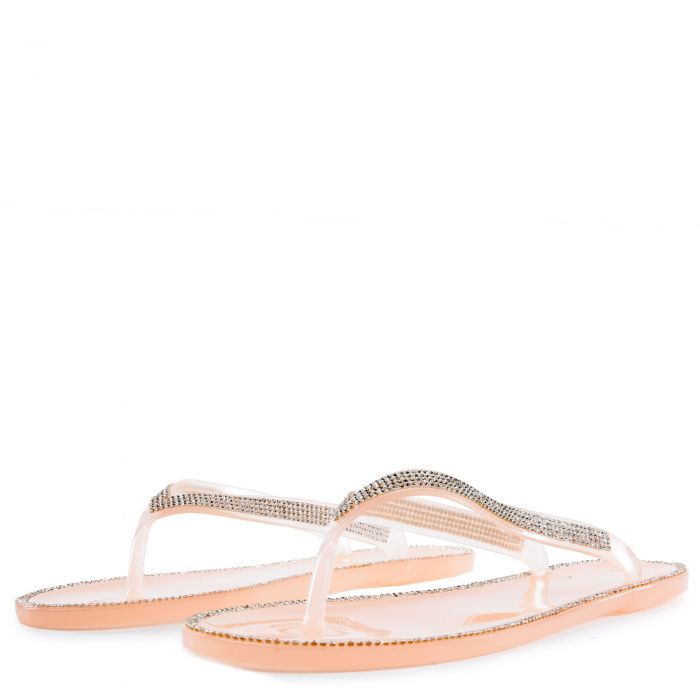 Jelli-62 Rhinestone Flip Flop Sandals Blush
