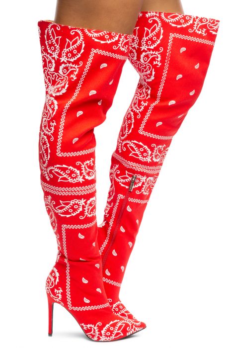 Spring High Heel Thigh High Boots Red