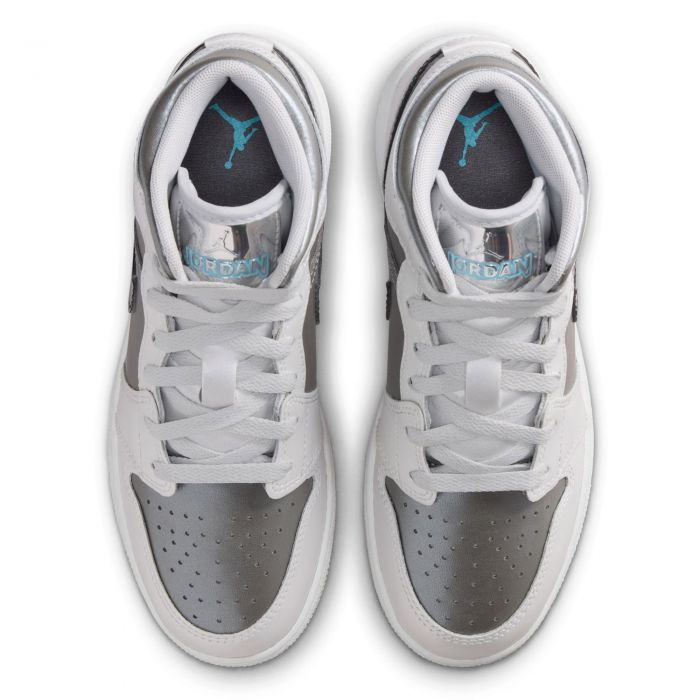 Grade-School Air Jordan 1 Mid SE Photon Dust/Blue Chill-Flat Pewter-Black