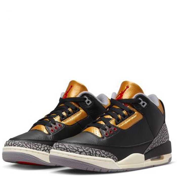 jordan 3 retro black fire red metallic gold women's shoe