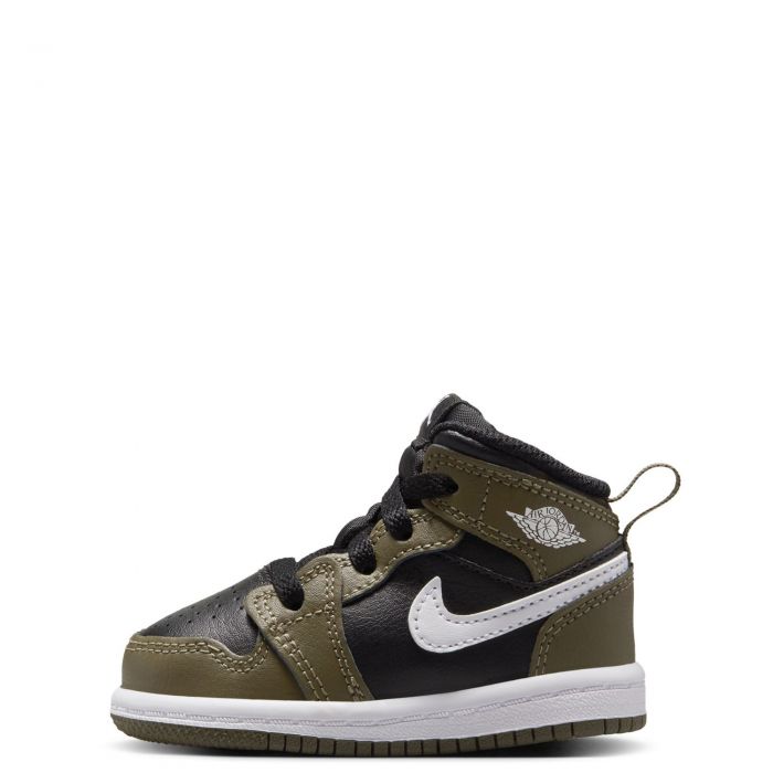 Toddler Jordan 1 Mid Black/White-Medium Olive