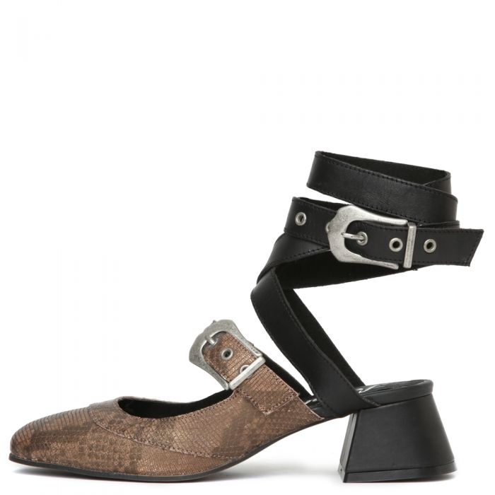 Free People Talula Black/Snake Block Heel Black