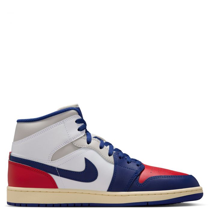 Air Jordan 1 Mid White/Deep Royal Blue-University Red