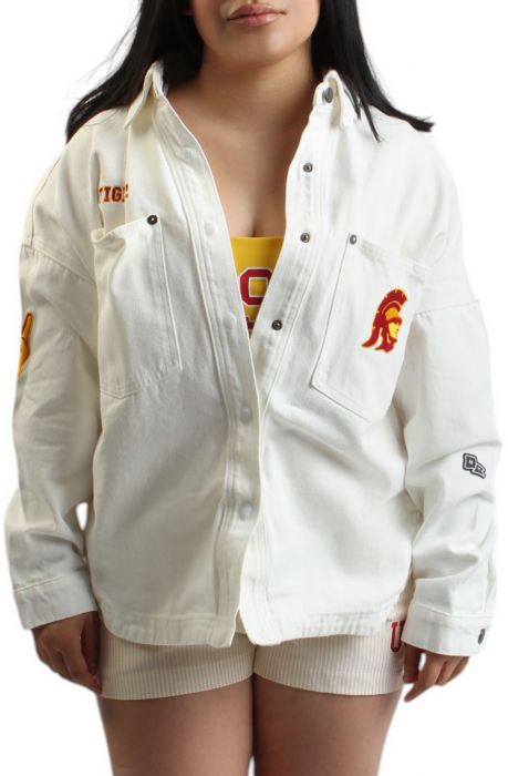 USC TROJANS Hometown Button Down Jacket  Cream