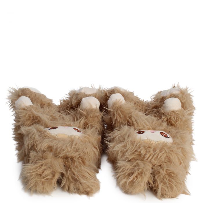Doll Fuzzy Slippers  Tan