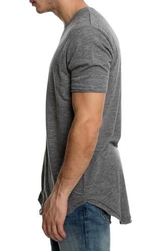 The Raw Lings Raw Edge Scoop Hem Tee Dark Grey