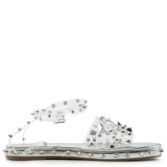 SHIEKH Movi-01 Studded Flat Sandals MOVI-01-SLV - Shiekh