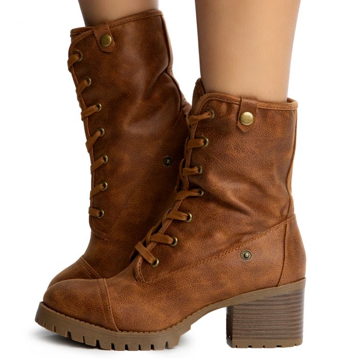 Chief-14 Cuff Down Boots Chestnut Two Tone Suede