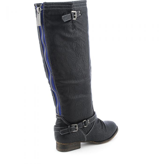 Knee-High Boot Outlaw-81 Black/Blue Zipper