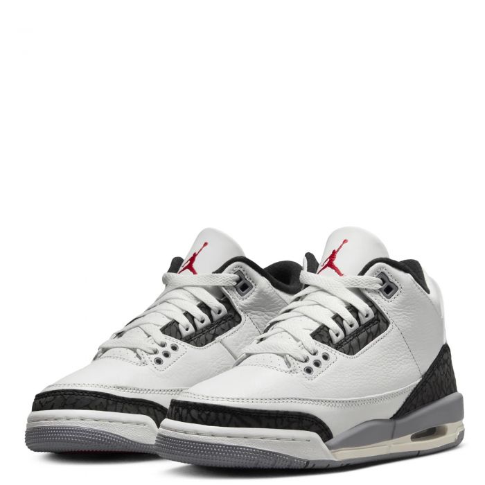 Grade School Air Jordan 3 Retro Cement Grey Summit White/Fire Red-Cement Grey-Black
