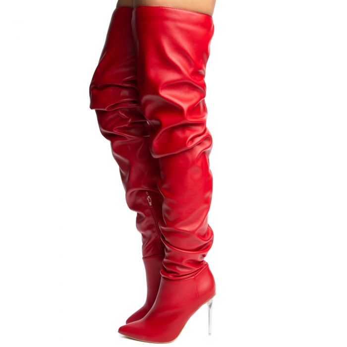 Heavenly-1 Thigh High Boot Red