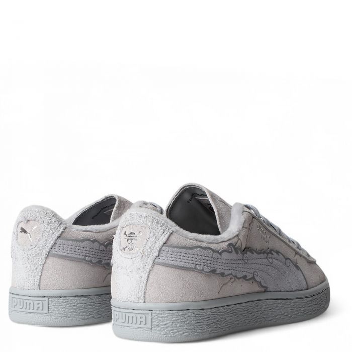 Grade School Puma x One Piece Jr Luffy Suede Sneaker  Feather Grey/Platinum Grey