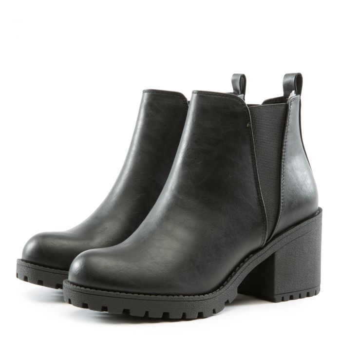 Origami-S Low Heel Bootie Black PU