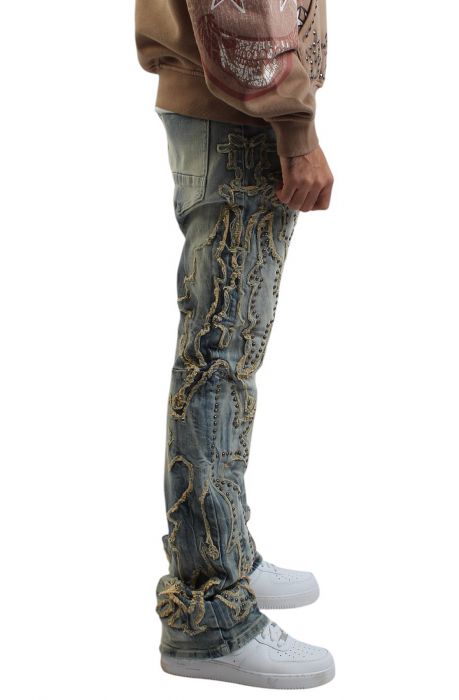 Tribal Flare Stacked Jeans Chester Blue