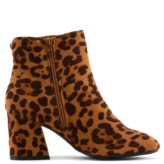 Moody-01 Square Toe Booties Leopard