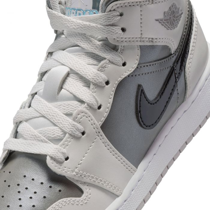 Grade-School Air Jordan 1 Mid SE Photon Dust/Blue Chill-Flat Pewter-Black