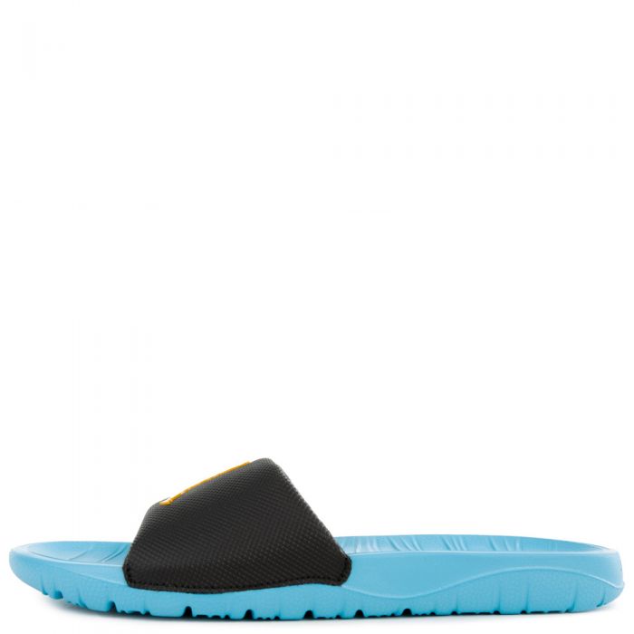 JORDAN BREAK SLIDES BLACK/UNIVERSITY GOLD-BLUE FURY-WHITE
