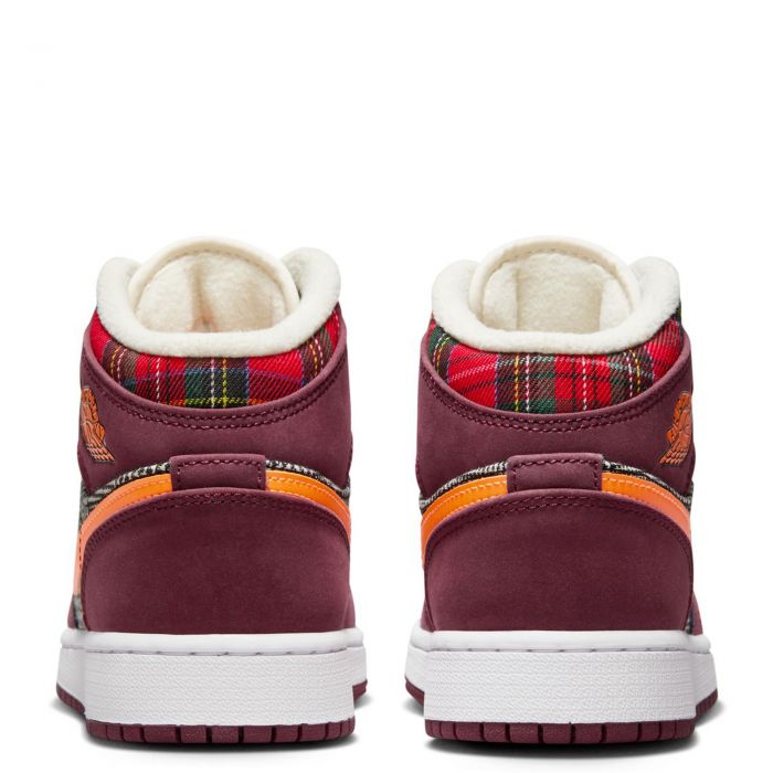 Grade School Air Jordan 1 Mid SE Night Maroon/Total Orange-Black-White